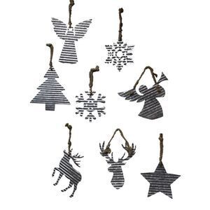 Special T Imports Reindeer Angels Star Tree Snowflakes Metal Ornaments Set of 8